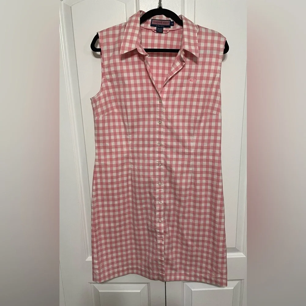 VINEYARD VINES by Shep & Ian Pink Gingham Mini Dress size 12 - Picture 1 of 4
